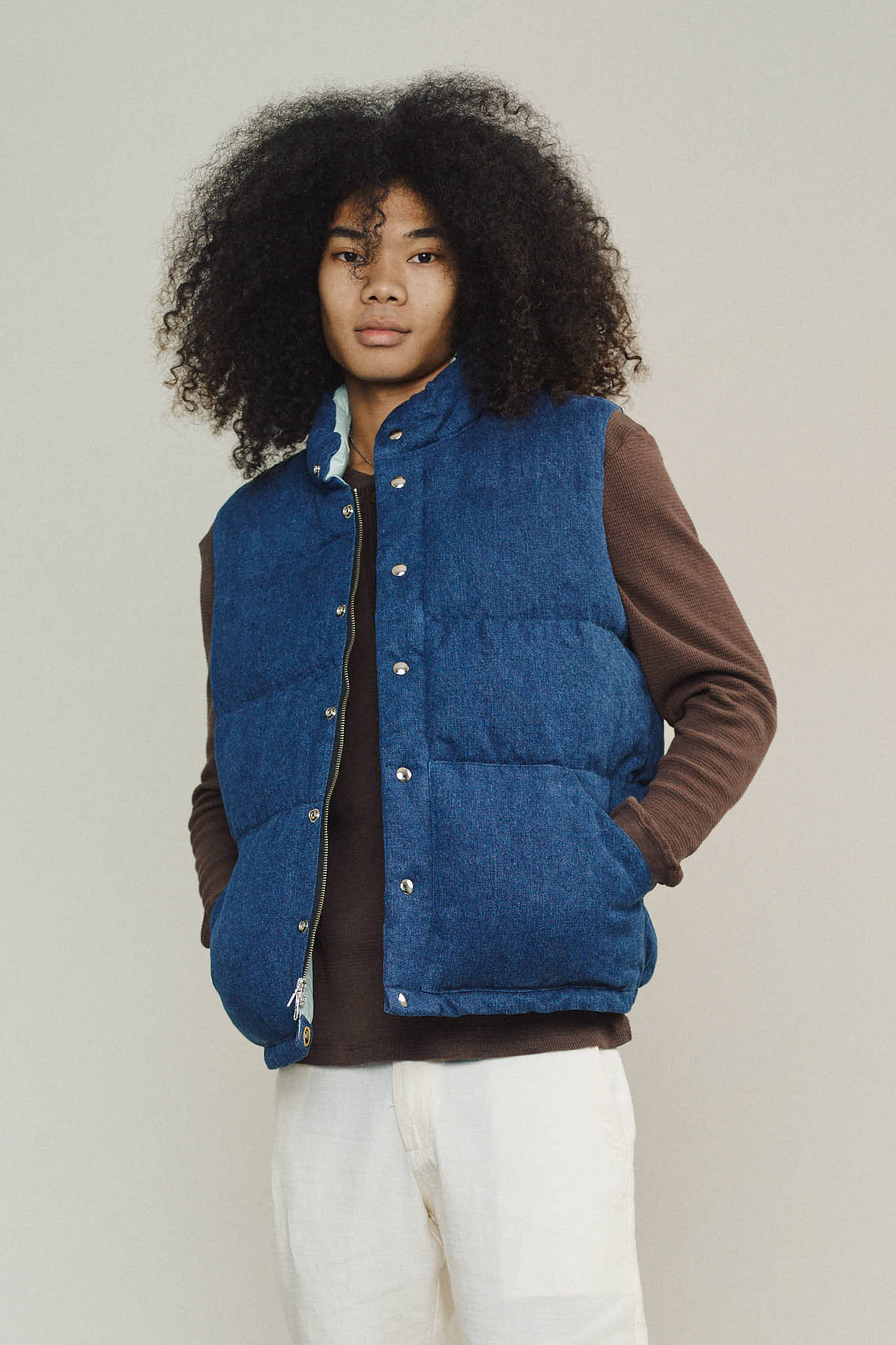 Hemp Denim Vest with Recycled Down