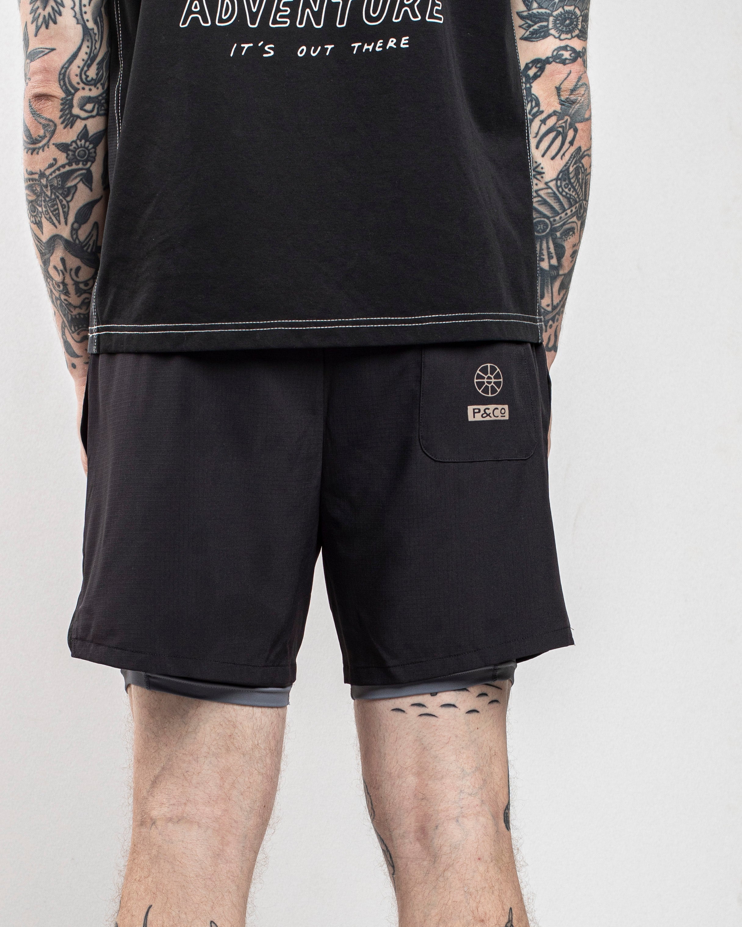 Tropics 2-in-1 Trail Short - Black & Slate 7 Tropics 2-in-1 Trail Short - Black & Slate