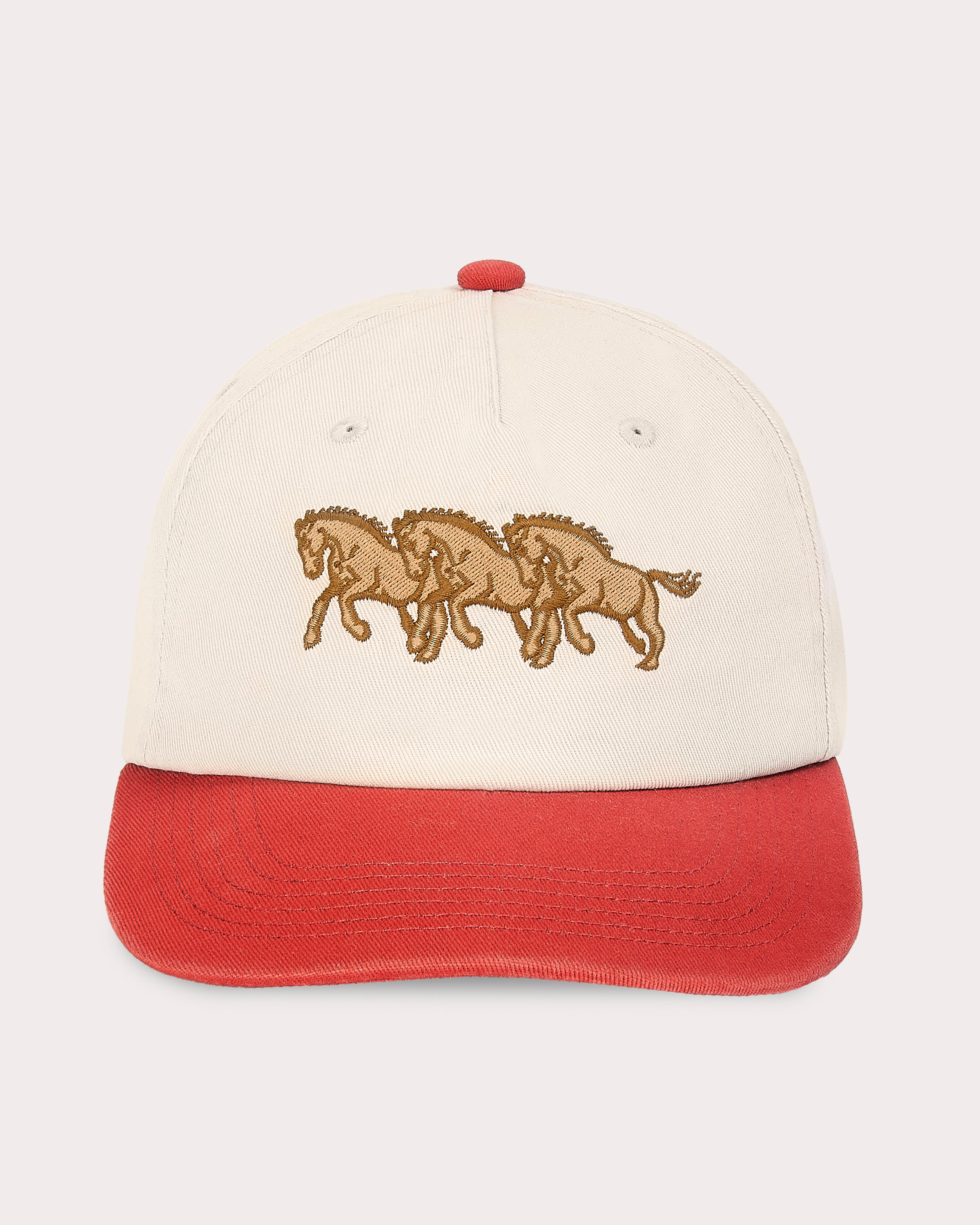 Bronco 5 Panel Cap - Ecru & Red 5 Bronco 5 Panel Cap - Ecru & Red