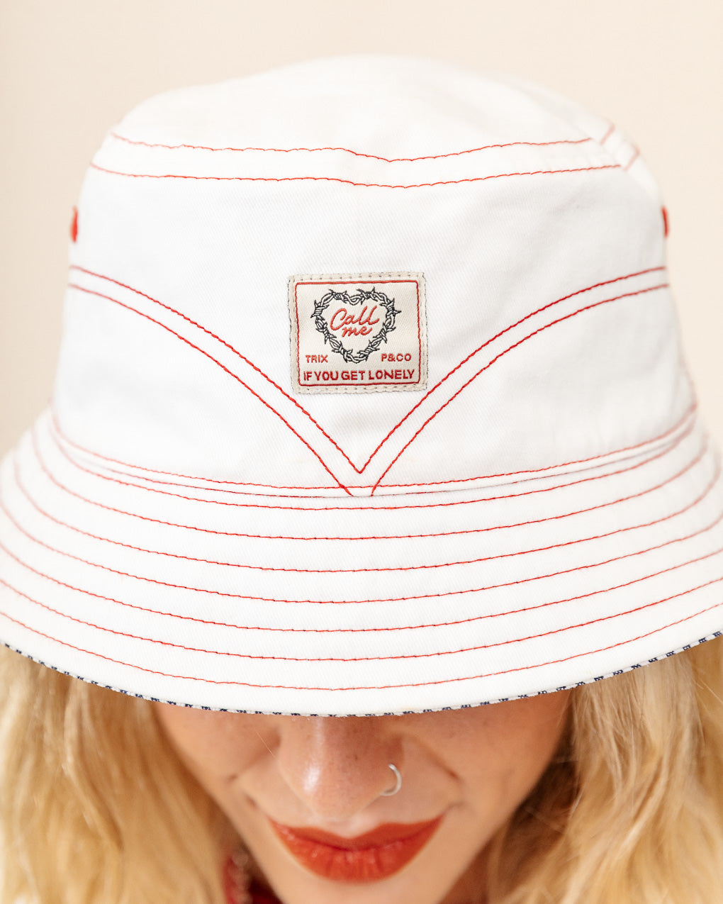 Margate Reversible Bucket Hat - Ecru & Hickory Stripe 5 Margate Reversible Bucket Hat - Ecru & Hickory Stripe