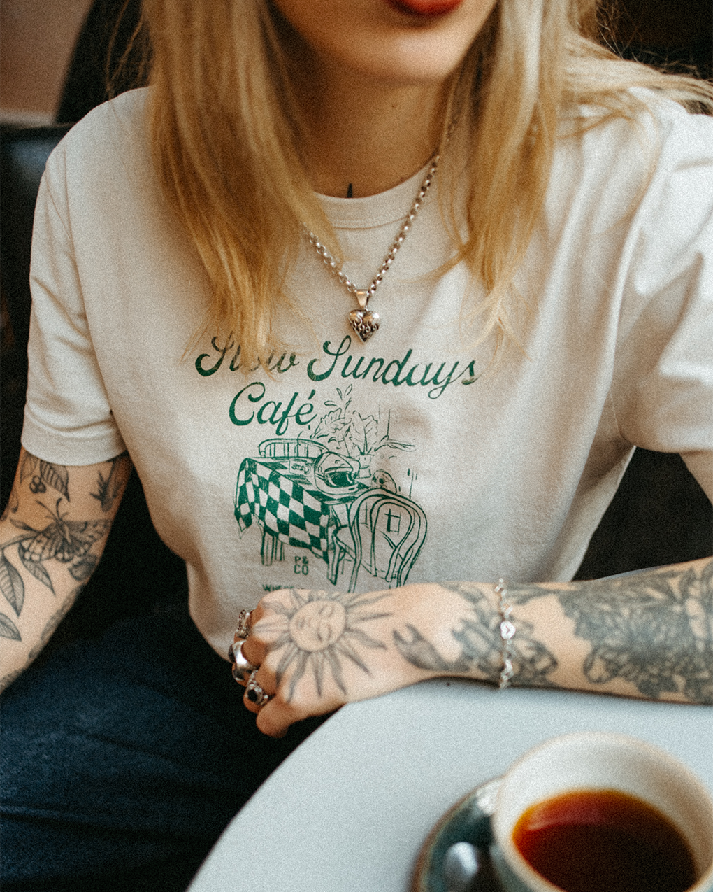 Slow Sundays Café T-Shirt - Bone