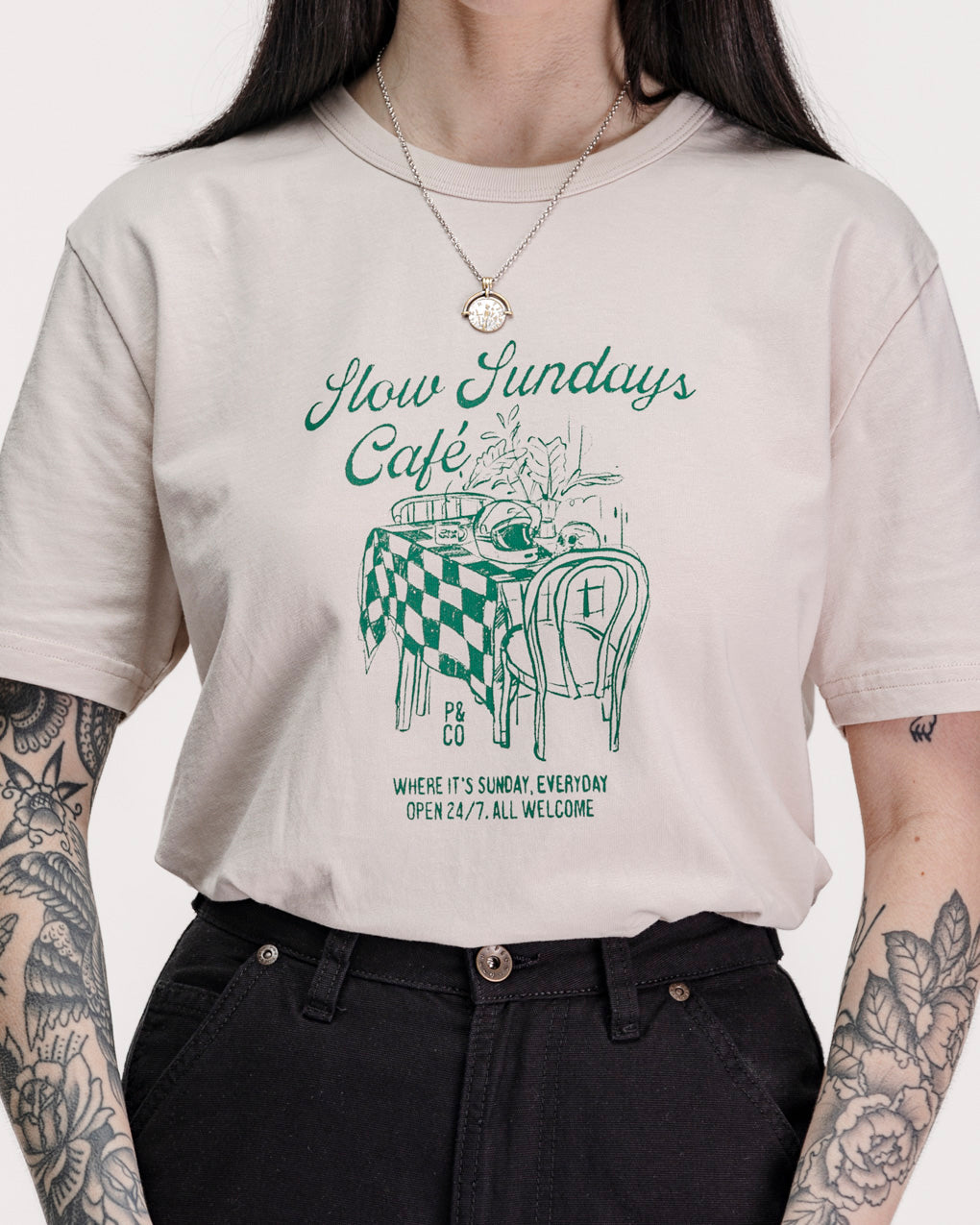 Slow Sundays Café T-Shirt - Bone 7 Slow Sundays Café T-Shirt - Bone