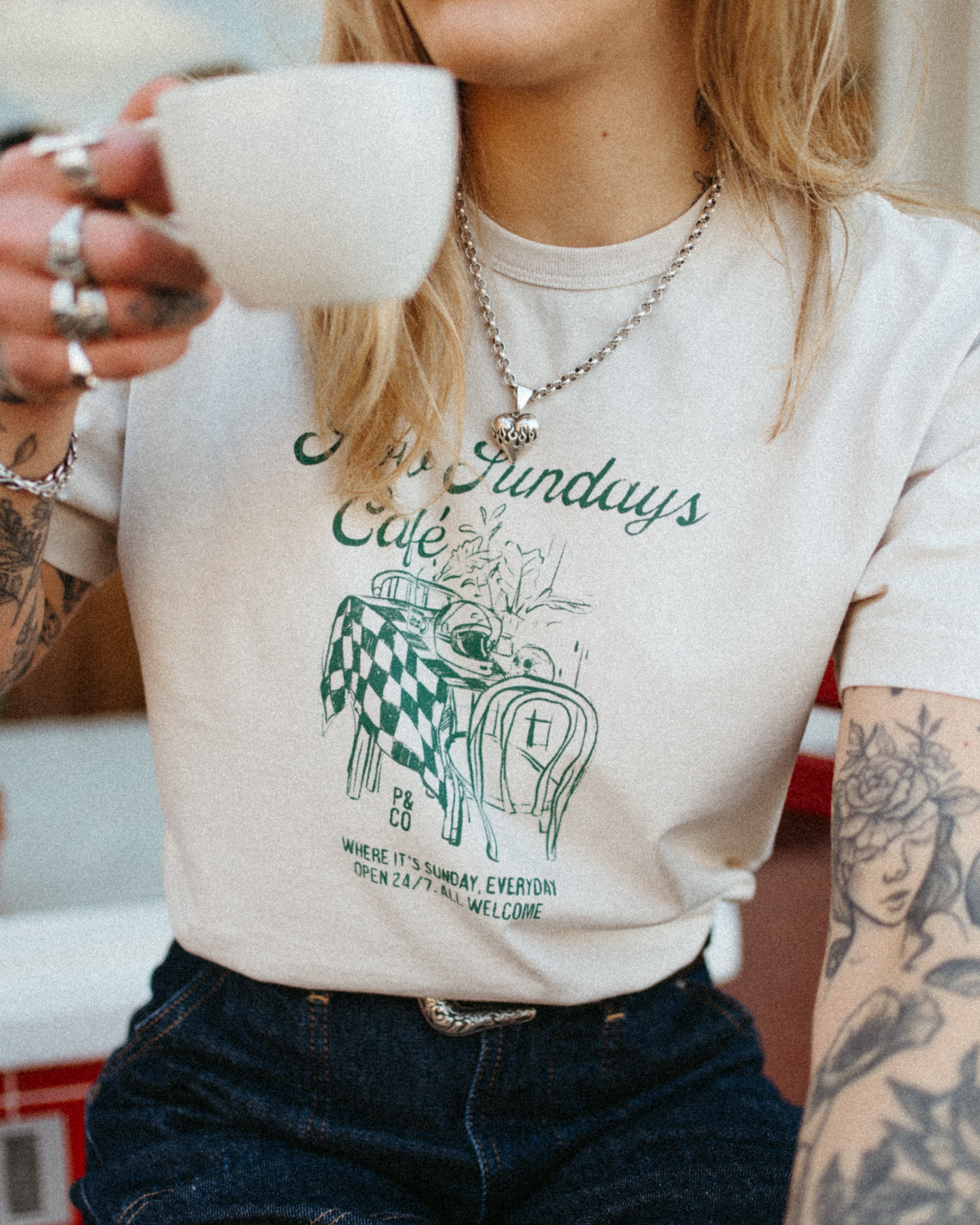 Slow Sundays Café T-Shirt - Bone 8 Slow Sundays Café T-Shirt - Bone