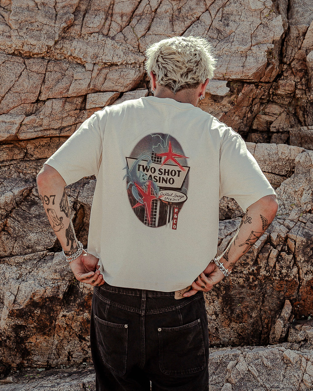 Two Shot Casino Boxy T-Shirt - Bone