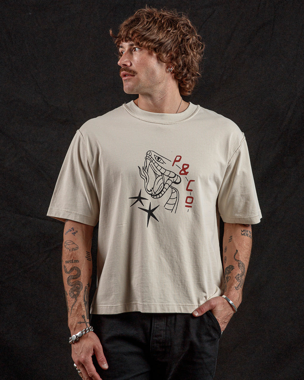 Snake Bite Boxy T-Shirt - Bone