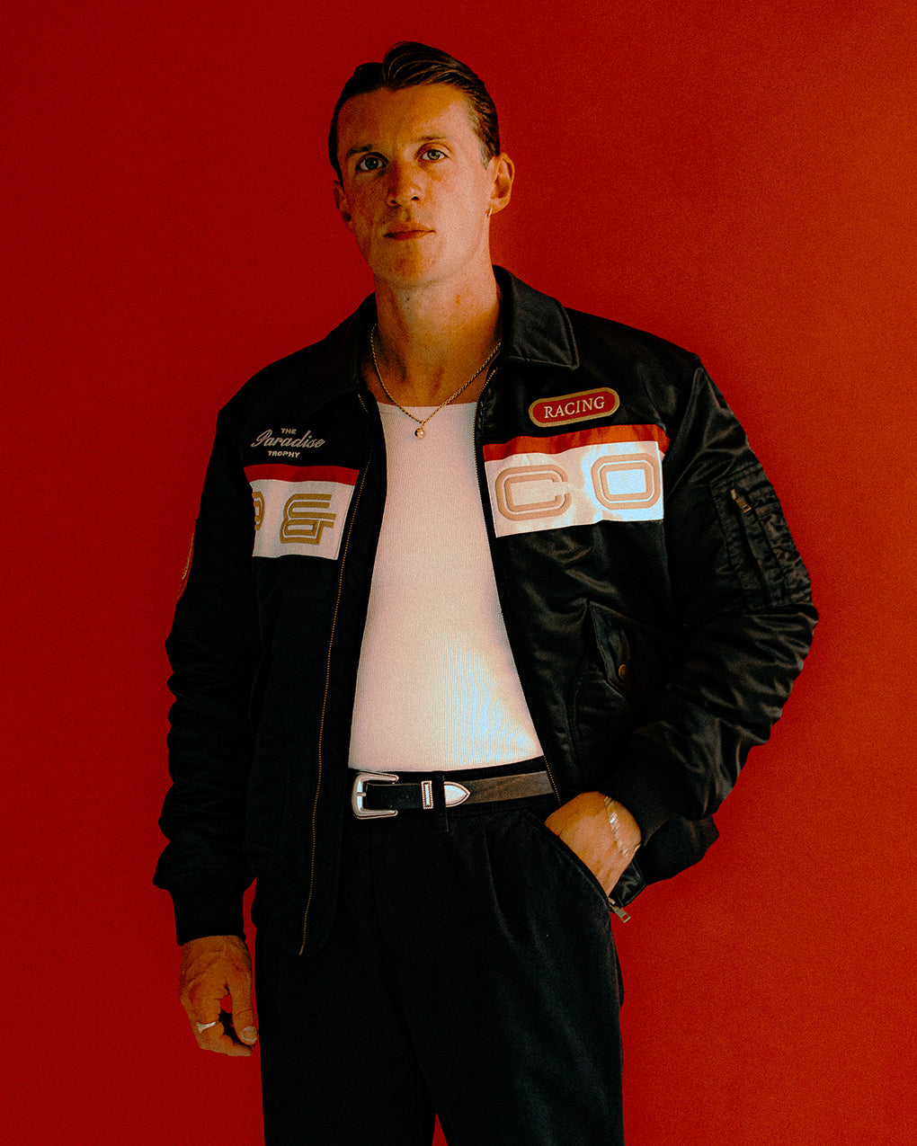 Paradise Trophy Bomber Jacket - Black