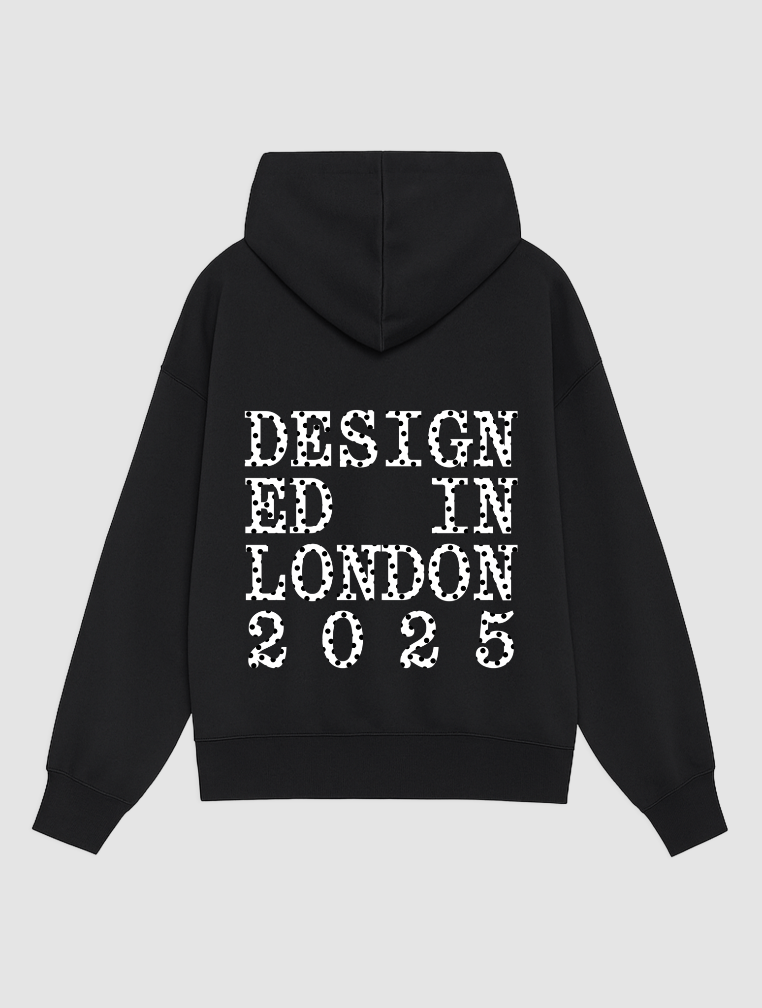 designed in london black hoodie