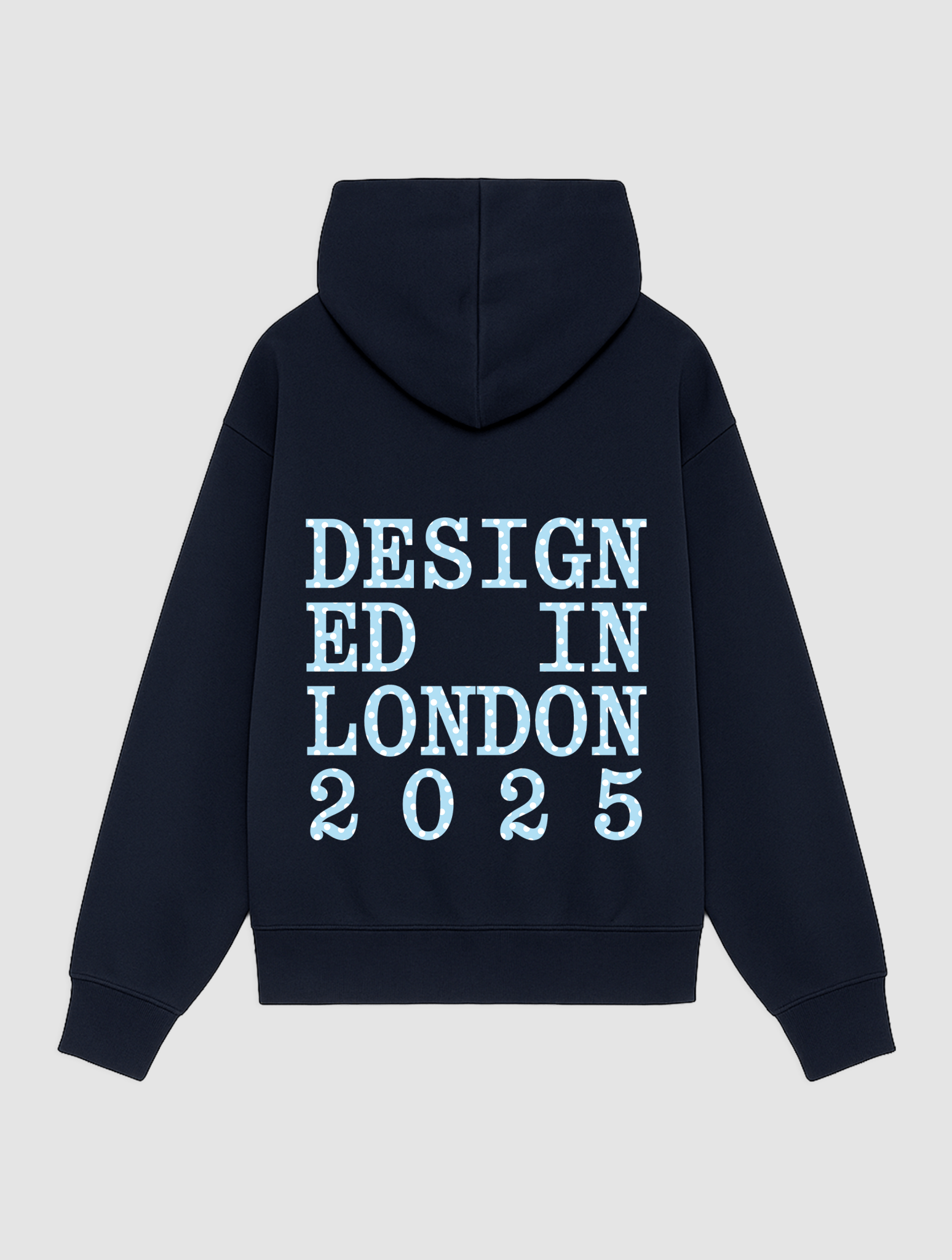 designed in london navy hoodie