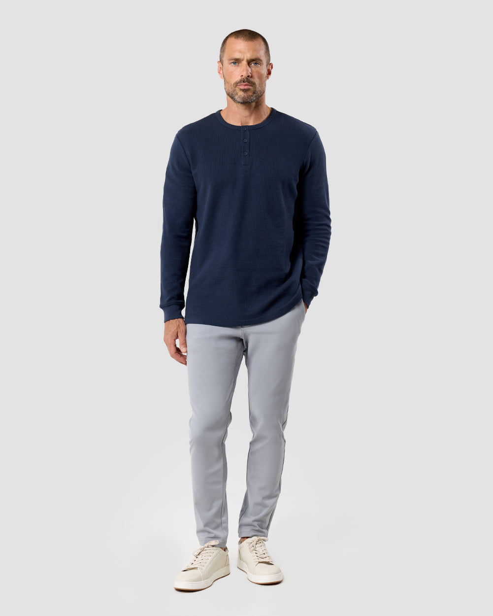 Long Sleeve Waffle Knit Henley 16 Long Sleeve Waffle Knit Henley
