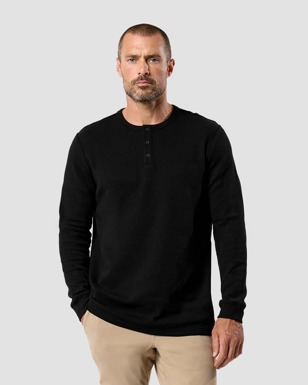 Long Sleeve Waffle Knit Henley 3 Long Sleeve Waffle Knit Henley