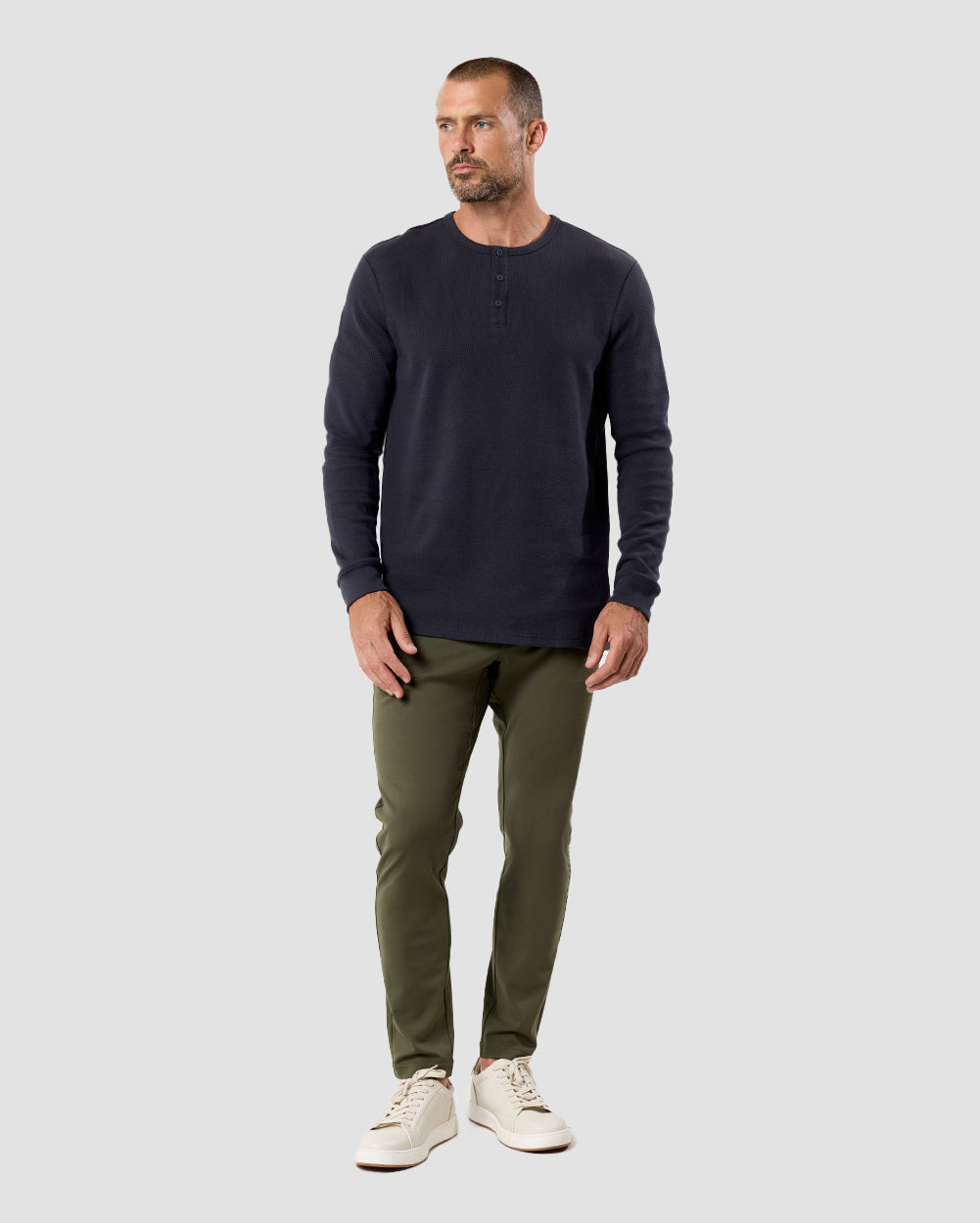 Long Sleeve Waffle Knit Henley 25 Long Sleeve Waffle Knit Henley