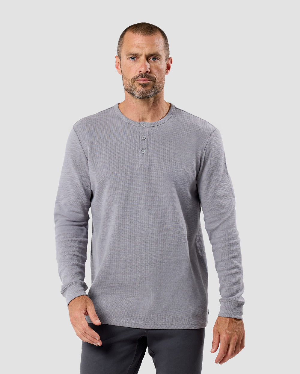 Long Sleeve Waffle Knit Henley 39 Long Sleeve Waffle Knit Henley