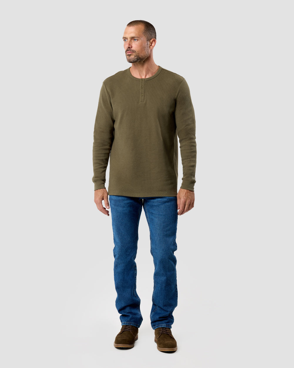 Long Sleeve Waffle Knit Henley 48 Long Sleeve Waffle Knit Henley