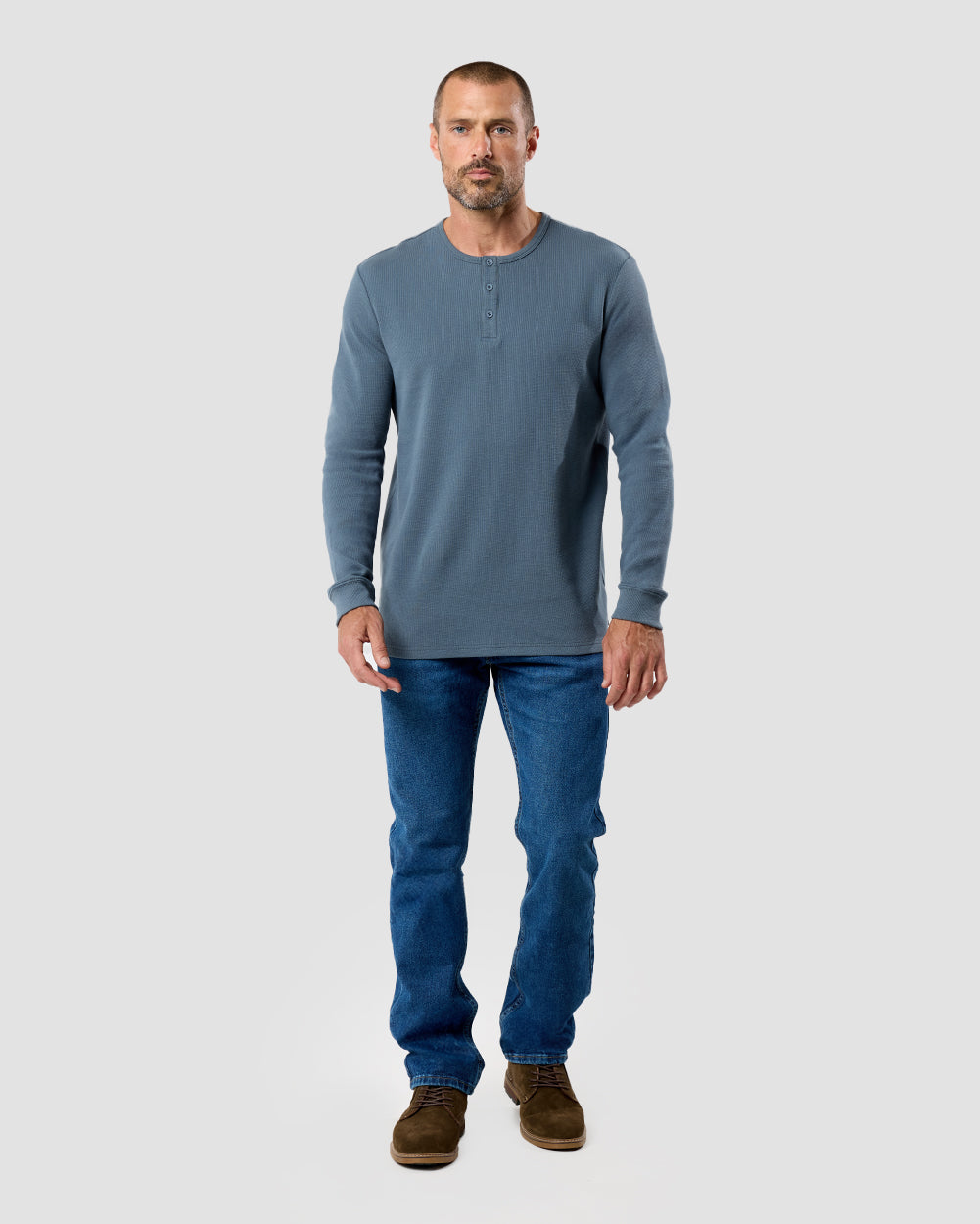 Long Sleeve Waffle Knit Henley 10 Long Sleeve Waffle Knit Henley